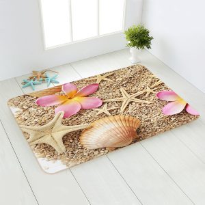 Sandy Beach Shells Plush BathMat Non Slip