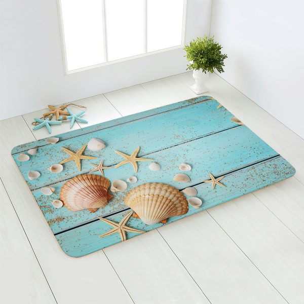 Sandy Beach Shells Plush BathMat Non Slip