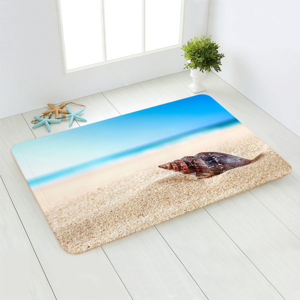 Sandy Beach Shells Plush BathMat Non Slip