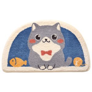 Microfiber Soft Non-Slip Bath Rug Water Absorbent Bath Mat Machine Washable Cat