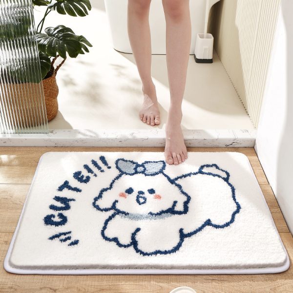 Soft and Absorbent Bath Rugs Machine Wash Dry, Non-Slip Carpet Mat Cat Meow