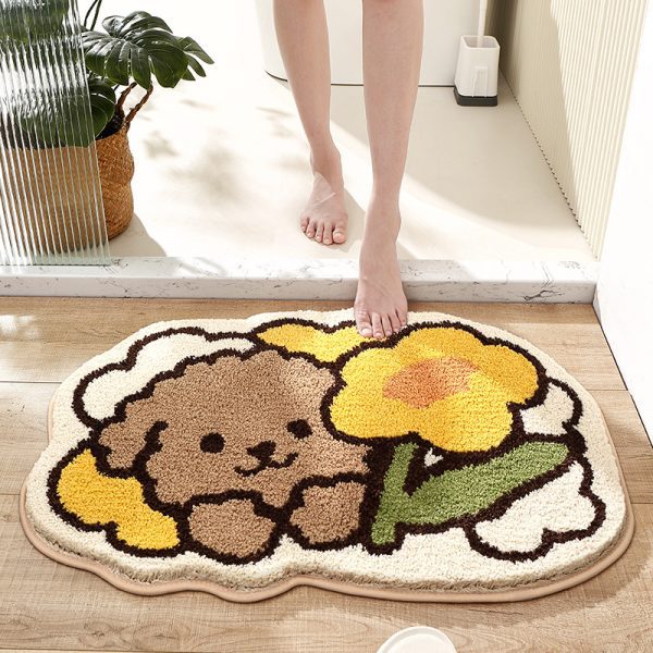 Soft and Absorbent Bath Rugs Machine Wash Dry, Non-Slip Carpet Mat Cat Meow