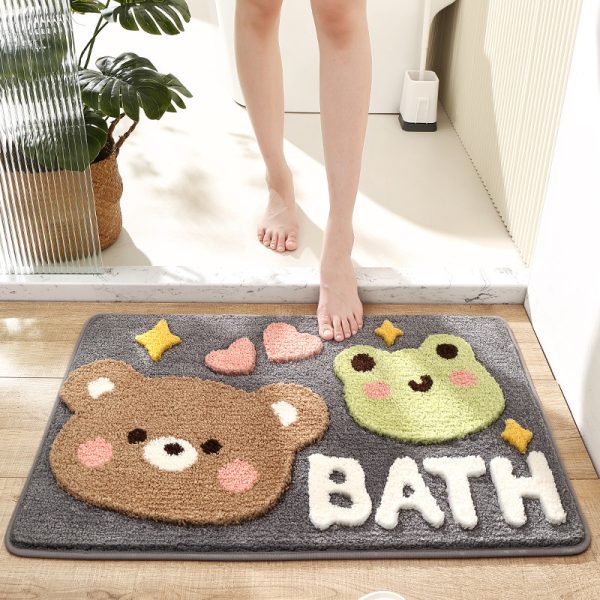 Soft and Absorbent Bath Rugs Machine Wash Dry, Non-Slip Carpet Mat Cat Meow