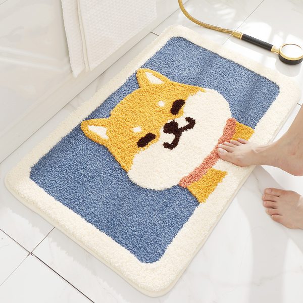 Bath Mat Absorbent Non Slip & Durable Plush Rug Machine Wash Akita