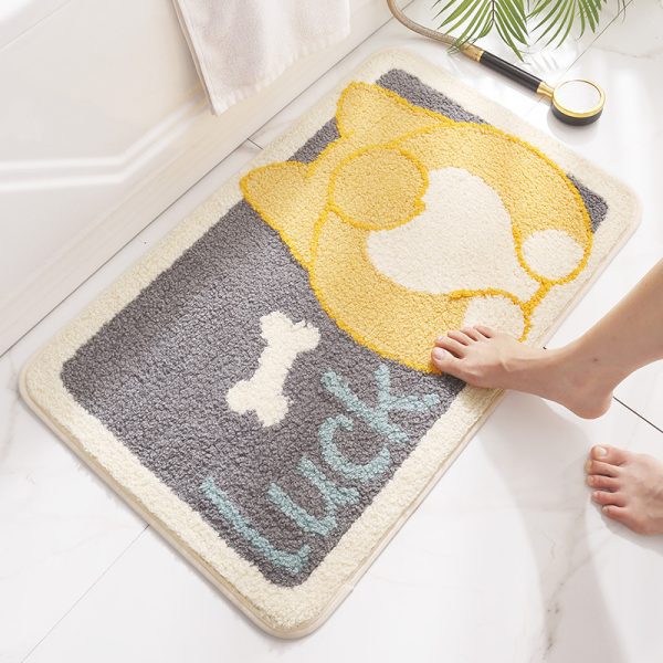 Bath Mat Absorbent Non Slip & Durable Plush Rug Machine Wash Akita