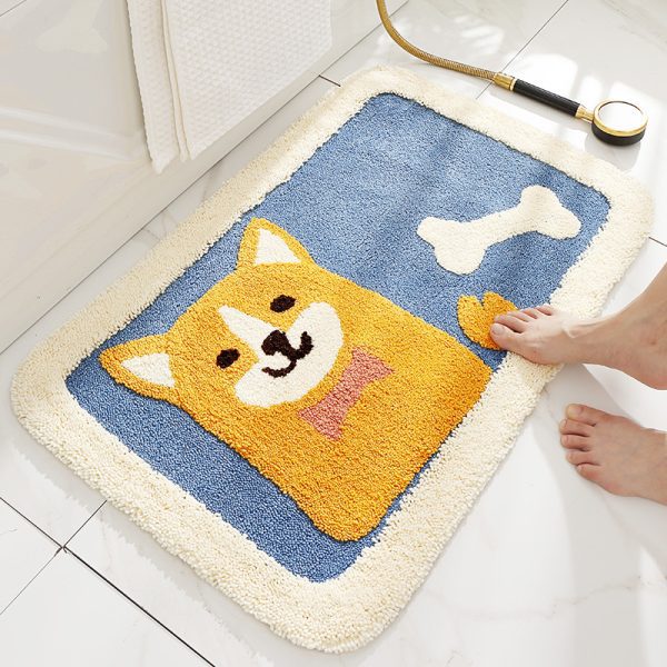 Bath Mat Absorbent Non Slip & Durable Plush Rug Machine Wash Akita