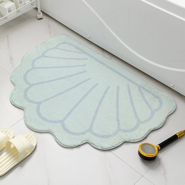 Seashell Bath Mat Beach Sea Aqua Blue Non-Slip absorbent Washable