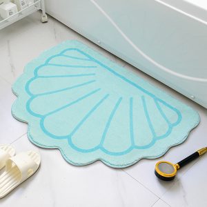 Seashell Bath Mat Beach Sea Aqua Blue Non-Slip absorbent Washable