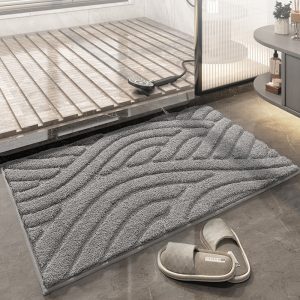 Anti-Slip Microfiber thick & Soft Absorbent Non-Slip Bath Mat Machine Washable and Dryable Grey