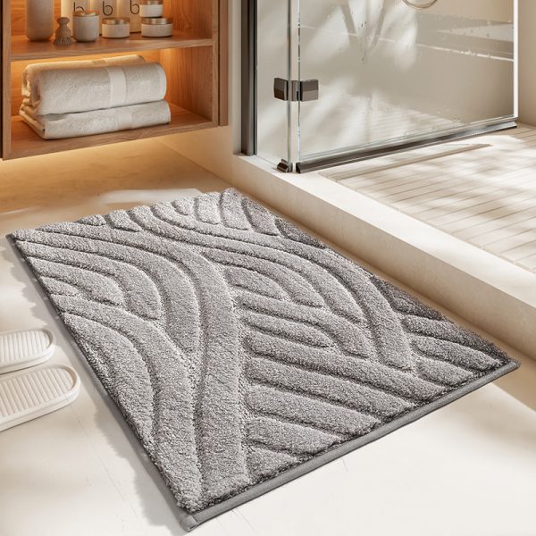 Anti-Slip Microfiber thick & Soft Absorbent Non-Slip Bath Mat Machine Washable and Dryable Grey