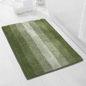 Green Bath Mat Non Slip Microfiber Soft Absorbent Machine Washable