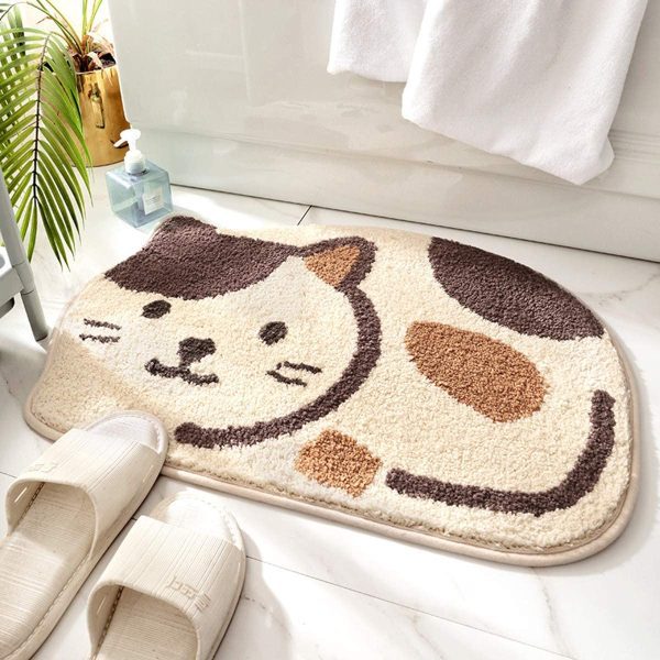 Non-Slip Absorbent Soft Bath Mat Adorable Cat-Picture