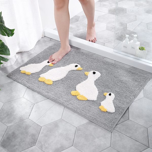 Cartoon cute cat flocked bathmat absorbent non slip