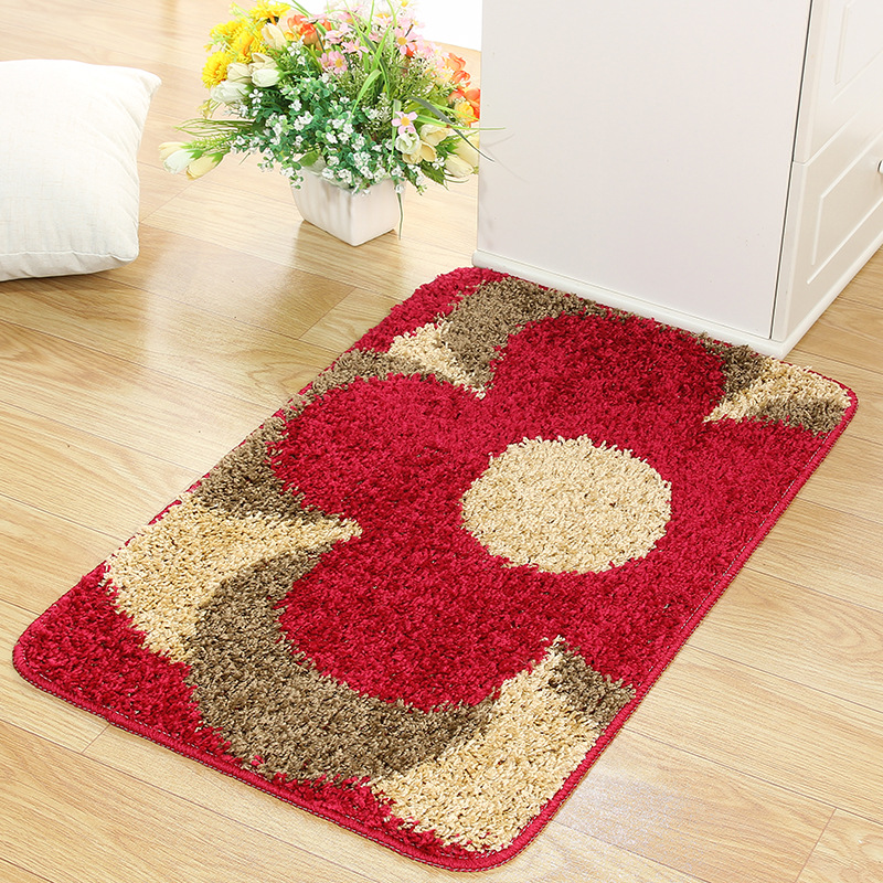 Red large flower absorbent bath mat non-slip