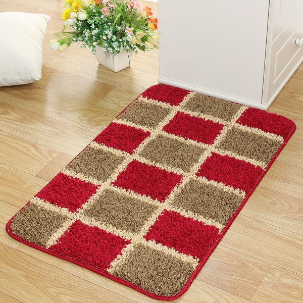 Red large flower absorbent bath mat non-slip