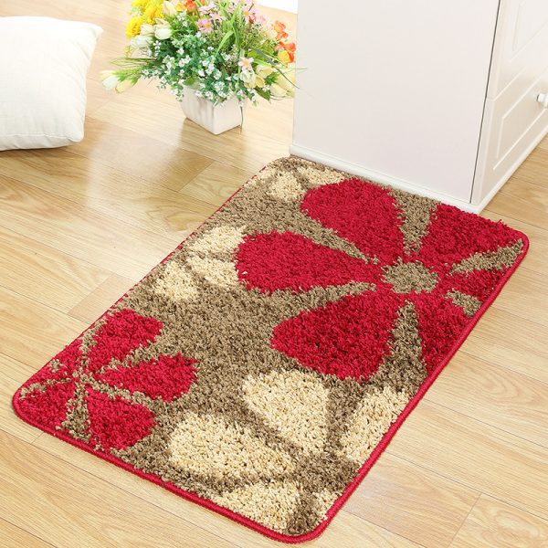 Red large flower absorbent bath mat non-slip