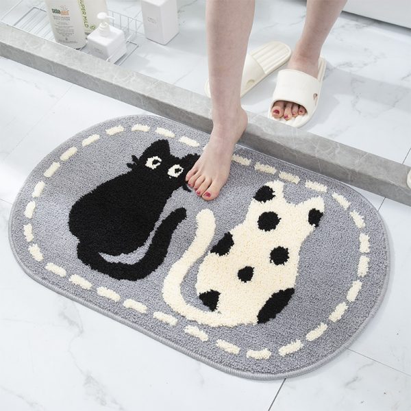 Cartoon cute cat bathmat absorbent non-slip minimalist