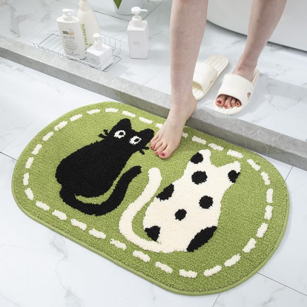 Cartoon cute cat bathmat absorbent non-slip minimalist