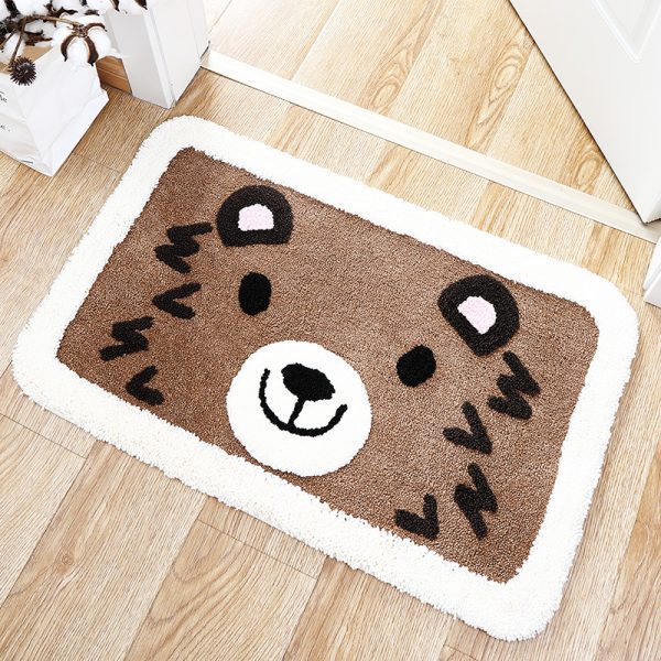 Cartoon little yellow dog jacquard non slip absorbent bath mat