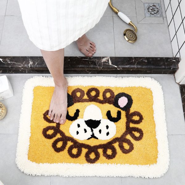 Cartoon little yellow dog jacquard non slip absorbent bath mat