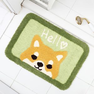 Cartoon little yellow dog jacquard non slip absorbent bath mat