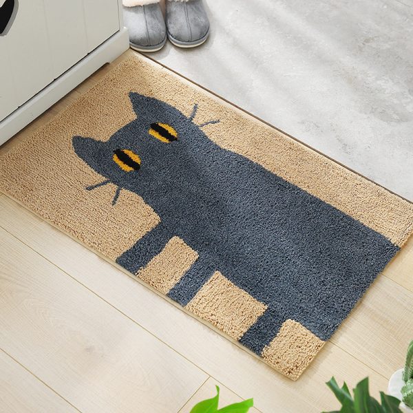 Cartoon little yellow dog jacquard non slip absorbent bath mat