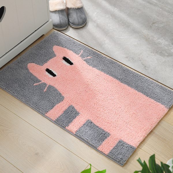 Cartoon little yellow dog jacquard non slip absorbent bath mat