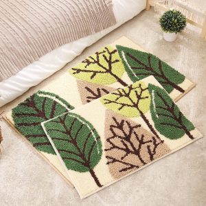 Forest tree jacquard anti-slip absorbent bath mat