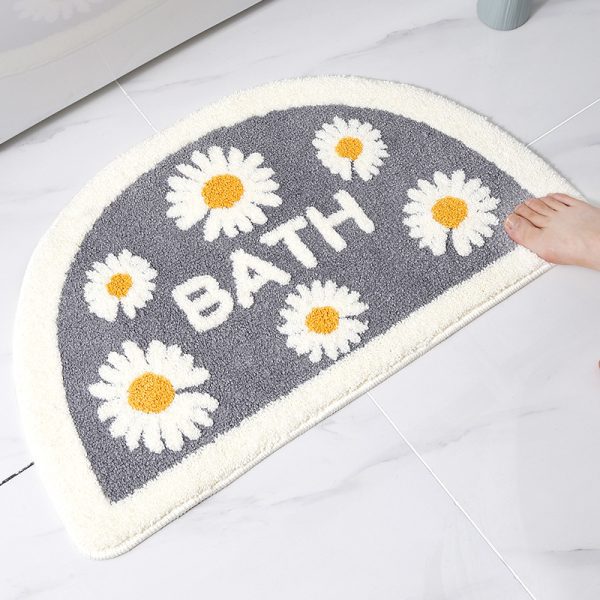 Small daisy absorbent non-slip bath mat