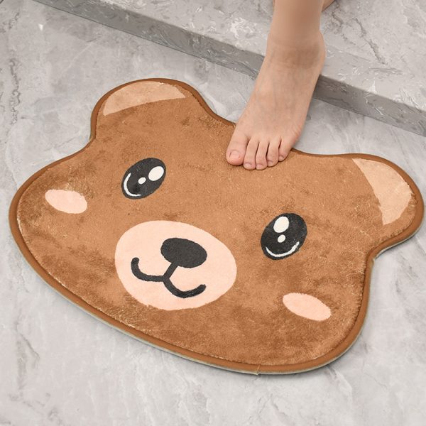 Japanese style animal shape imitation cashmere cartoon absorbent anti-slip bath mat