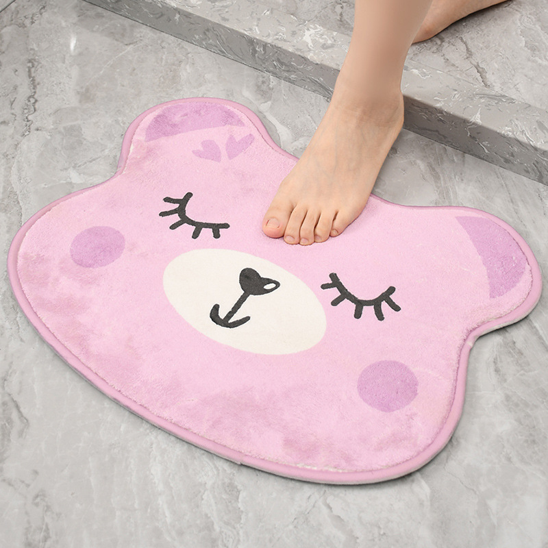 Japanese style animal shape imitation cashmere cartoon absorbent anti-slip bath mat