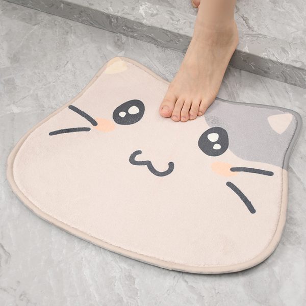 Japanese style animal shape imitation cashmere cartoon absorbent anti-slip bath mat