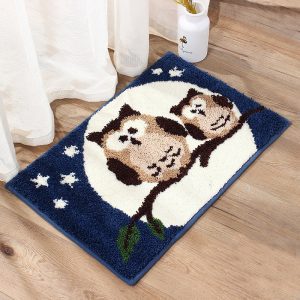 Owl woven jacquard non-slip bathmat absorbs water