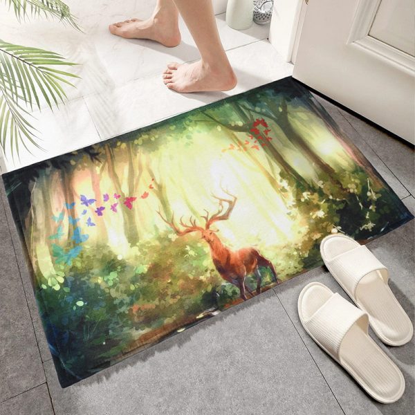 Ink painting style art bath mat