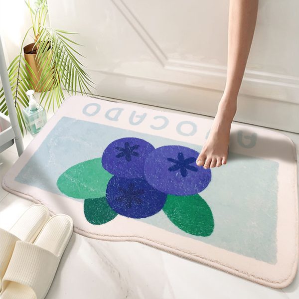 Machine washable foldable fruit peach shape washed fiber print bath mat