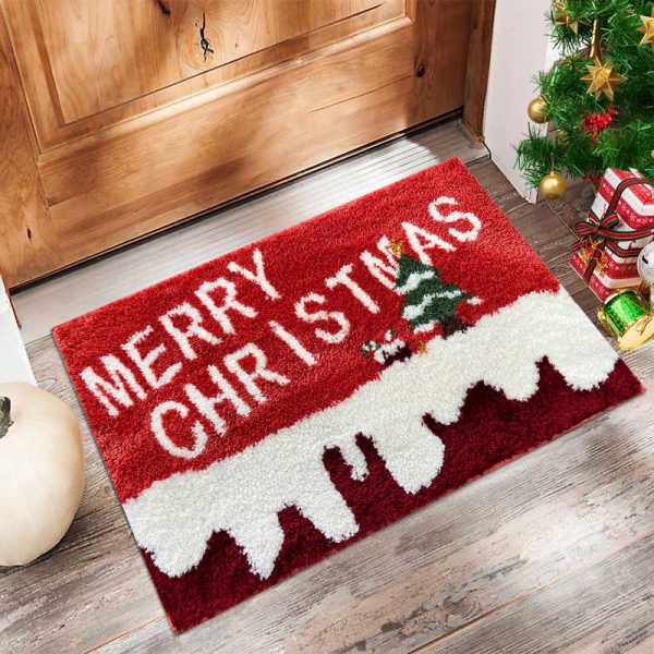 3D tufted Christmas cartoon absorbent bath mat