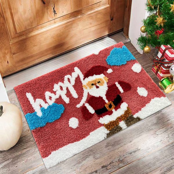 3D tufted Christmas cartoon absorbent bath mat