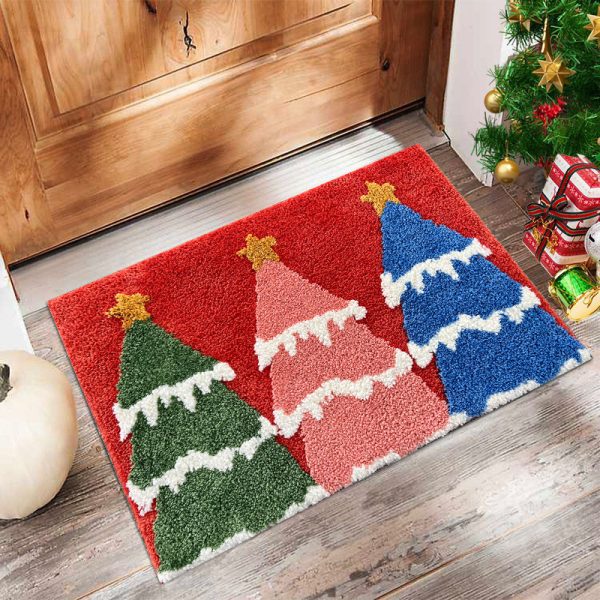 3D tufted Christmas cartoon absorbent bath mat