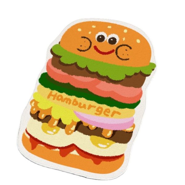 American style burger shape vintage cartoon decoration absorbent funny bath mat