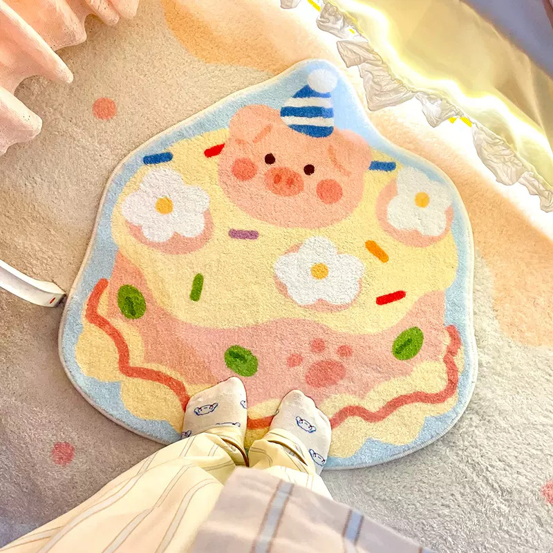 INS style thickened imitation cashmere soft comfortable cute cartoon decorative bath mat