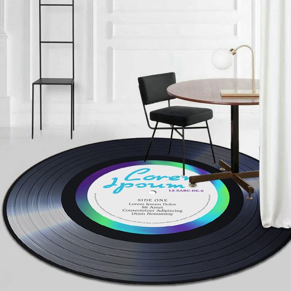 Vinyl record print round creative floor mat