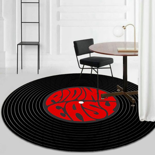 Vinyl record print round creative floor mat