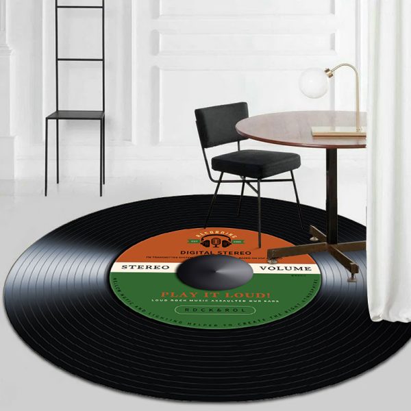 Vinyl record print round creative floor mat