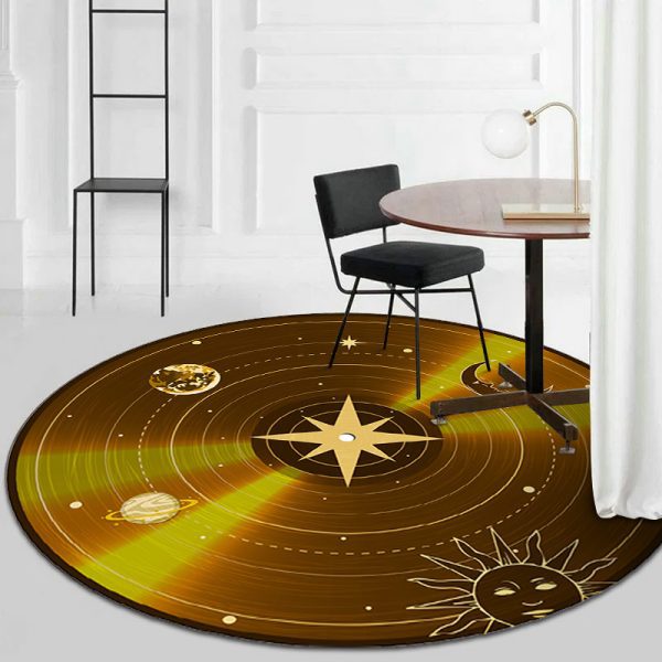 Vinyl record print round creative floor mat