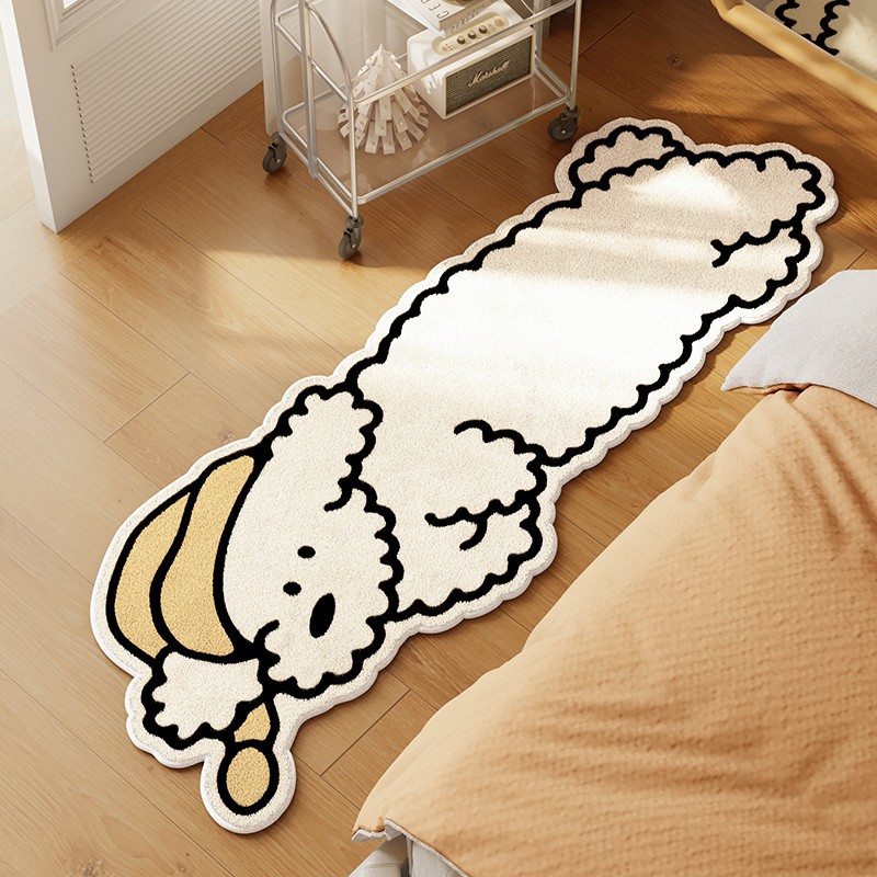 Cartoon dog Bichon imitation cashmere thickened short-haired floor mat