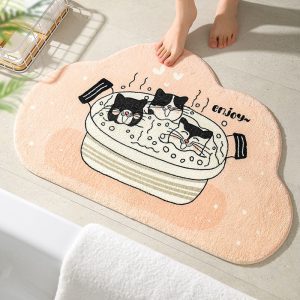 Cartoon cute girly style soft breathable fast absorbent non-slip bath mat