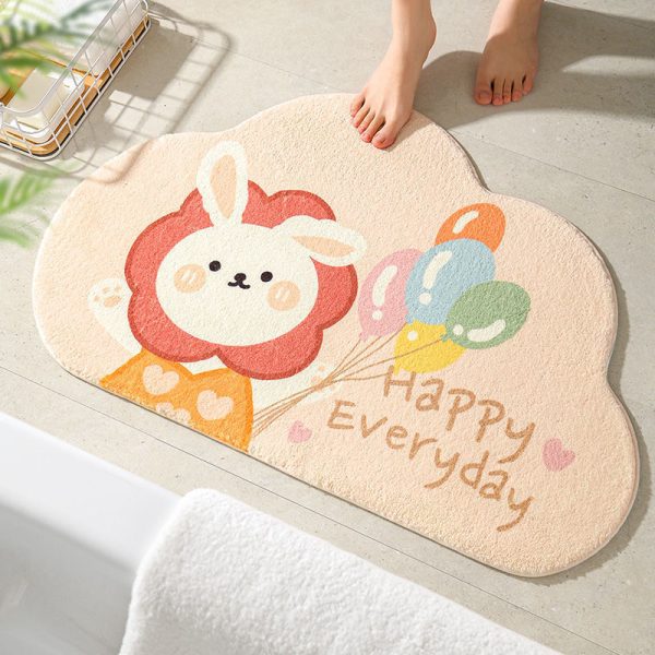 Cartoon cute girly style soft breathable fast absorbent non-slip bath mat