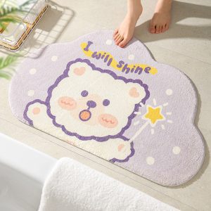 Cartoon cute girly style soft breathable fast absorbent non-slip bath mat