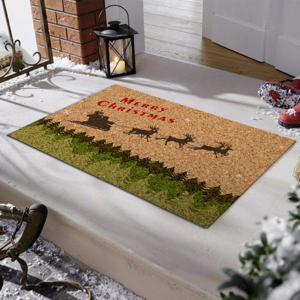 Christmas-themed printed suede dirt-resistant and non-slip floor mats