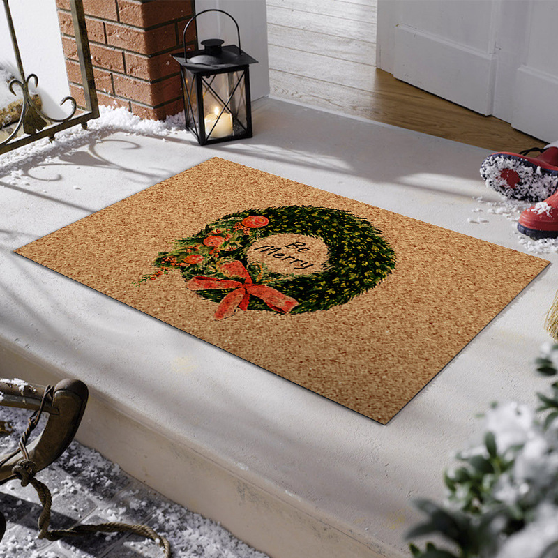 Christmas-themed printed suede dirt-resistant and non-slip floor mats